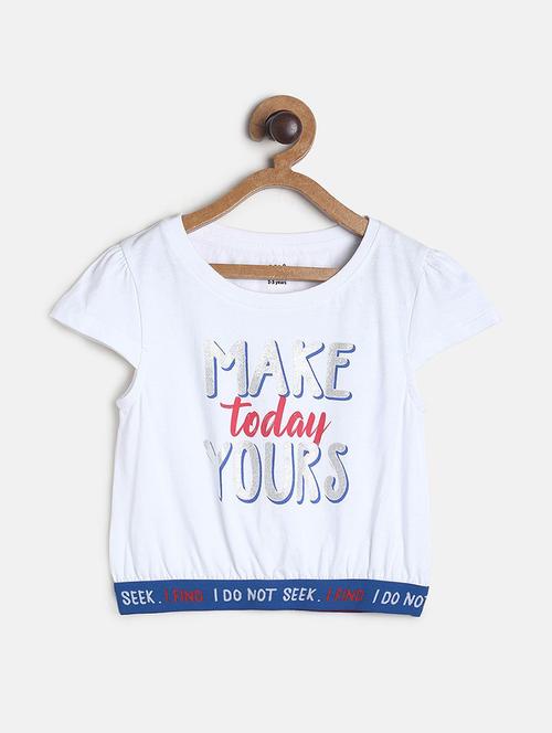 girls printed round neck tee - 22109329 - Very Small Image - 1