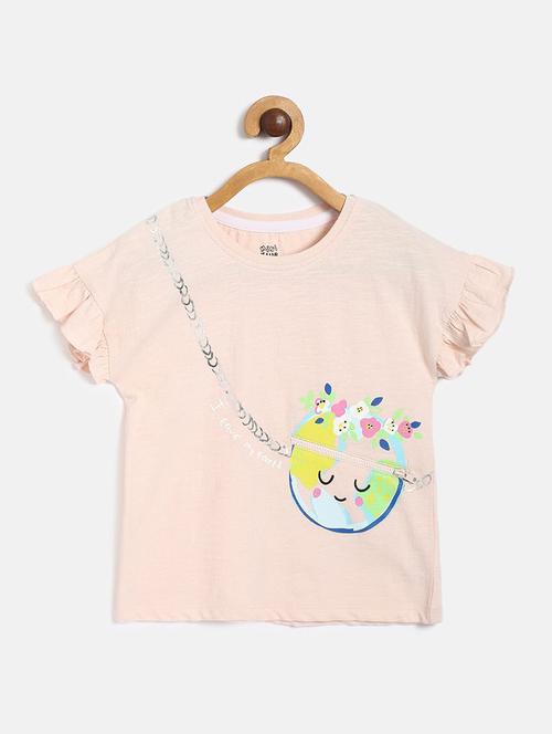 girls printed round neck tee - 22109331 - Very Small Image - 1