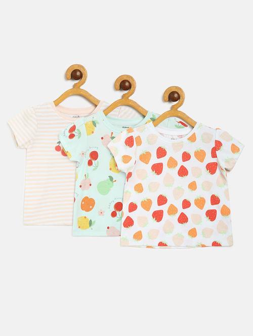 girls pack of 3 printed round neck tee - 22109335 - Very Small Image - 1