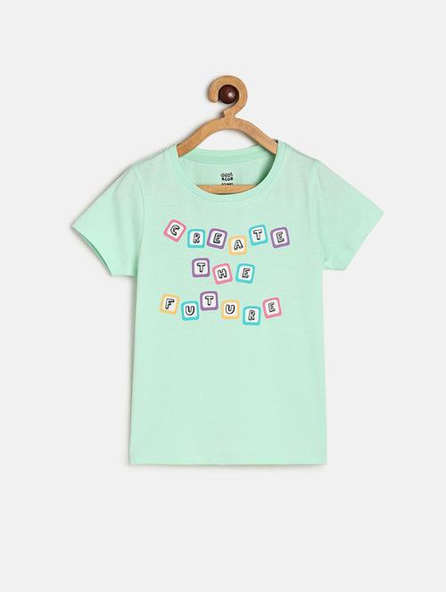 girls printed round neck tee - 22109346 - Very Small Image - 1