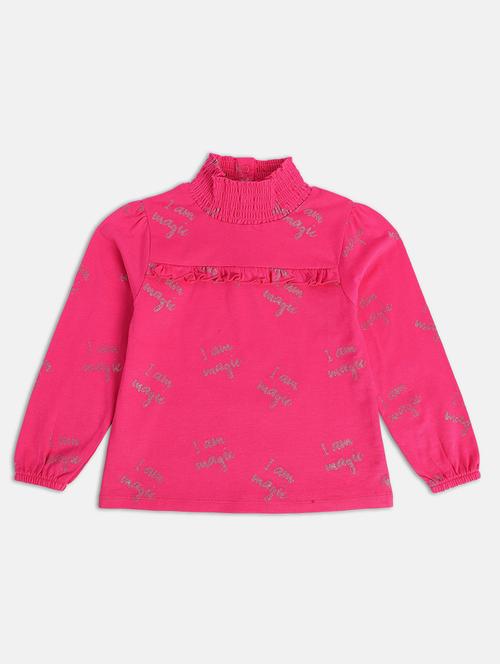 girls pink printed high neck long sleeve top - 22109364 - Very Small Image - 1