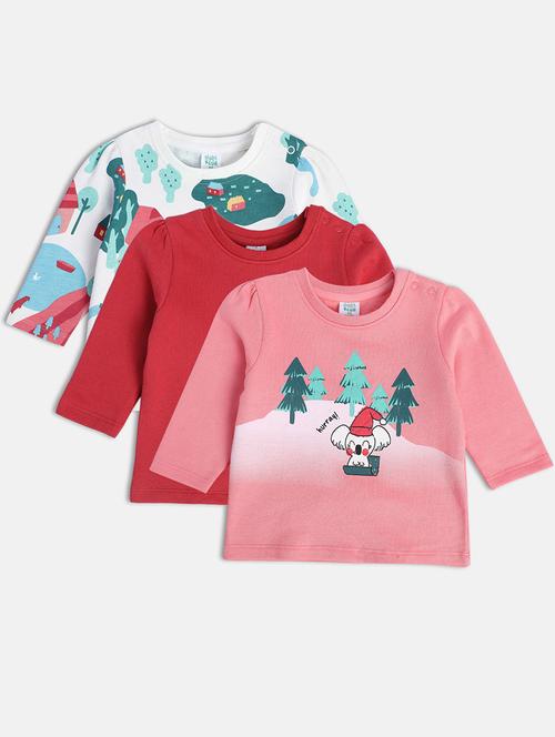 girls pack of 3 printed round neck tee - 22109372 - Very Small Image - 1