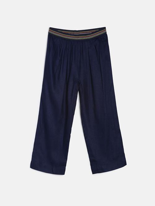 girls navy blue solid mid rise palazzo  - 22109375 - Very Small Image - 1