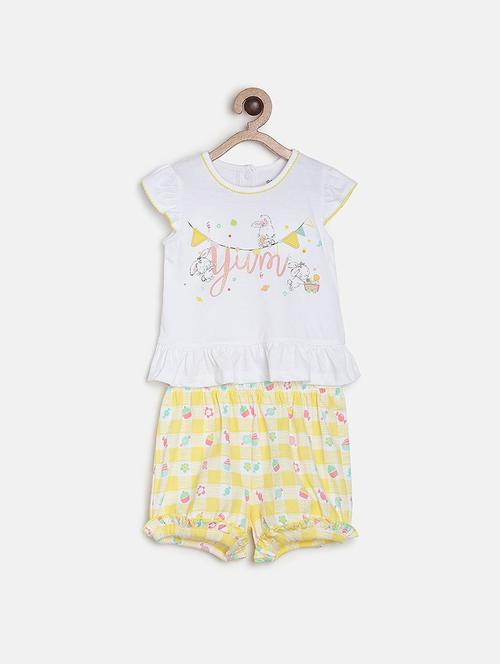 girls printed round neck shorts set - 22109419 - Very Small Image - 1