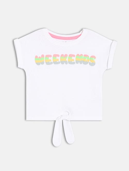 girls printed round neck crop tee - 22109435 - Very Small Image - 1