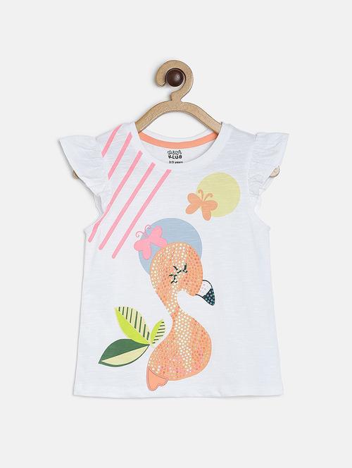 girls printed round neck tee - 22109440 - Very Small Image - 1