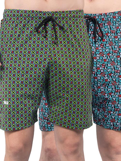 men pack of 2 printed mid rise regular fit  shorts - 22112161 - Very Small Image - 1