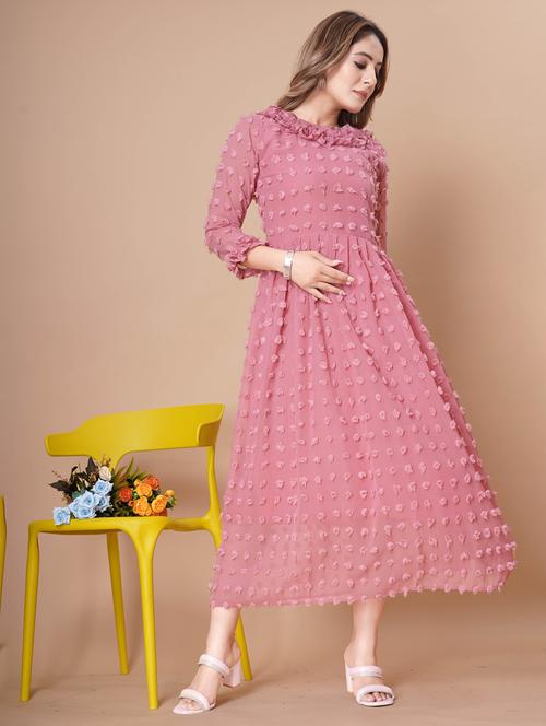 women self designed three quarter sleeve dress - 22112357 - Very Small Image - 1