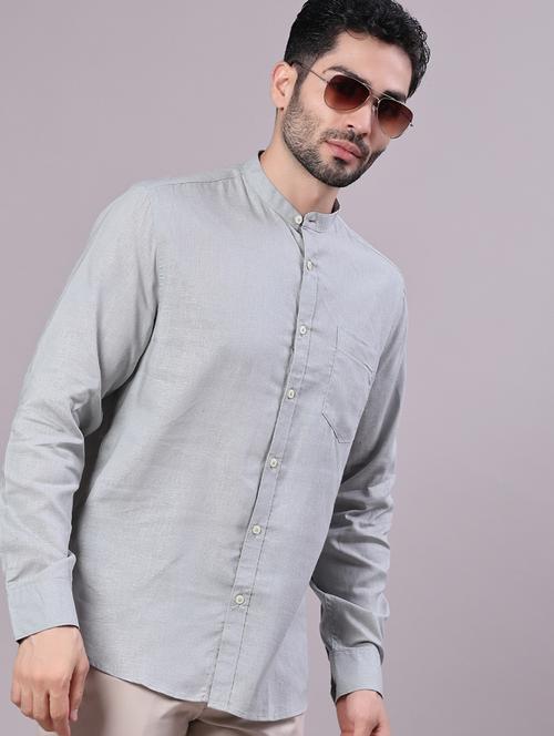 Men Solid Long Sleeve Regualr Fit Casual Shirt - 22137983 - Very Small Image - 1