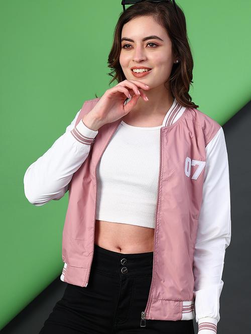 women color blocked long sleeve varsity jacket - 22138310 - Very Small Image - 1