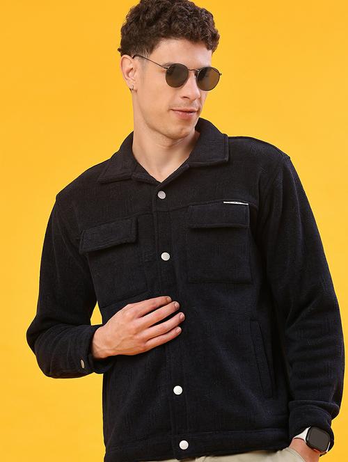 men self design long sleeve regualr fit shacket - 22138702 - Very Small Image - 1