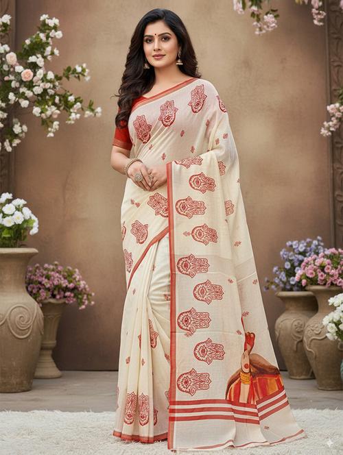 women printed casual wear saree with blouse - 22140050 - Very Small Image - 1