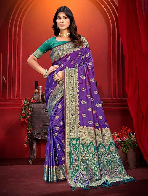 women self design banarasi saree with blouse - 22140202 - Very Small Image - 1