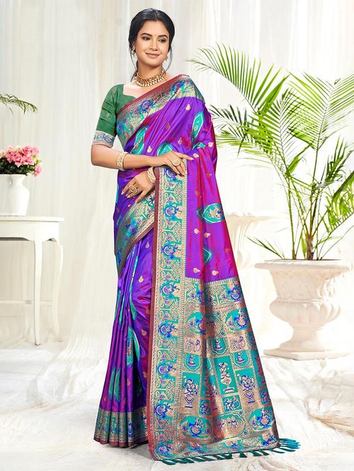 women self design banarasi saree with blouse - 22140209 - Very Small Image - 1
