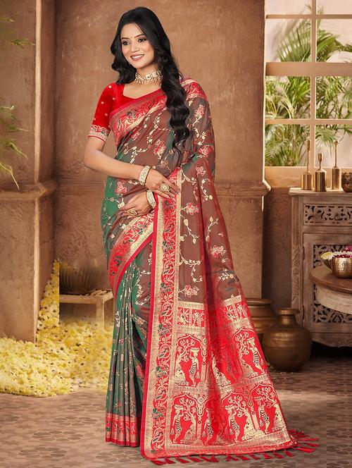 women self design banarasi saree with blouse - 22140214 - Very Small Image - 1