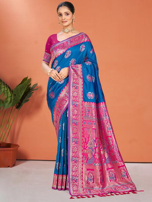 women self design banarasi saree with blouse - 22140218 - Very Small Image - 1