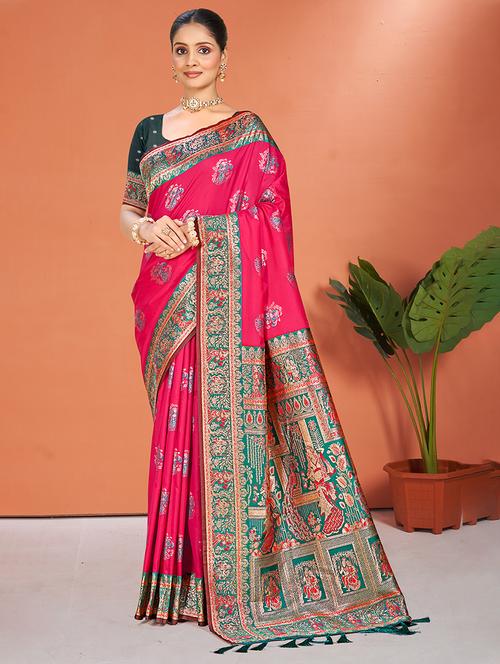 women self design banarasi saree with blouse - 22140223 - Very Small Image - 1