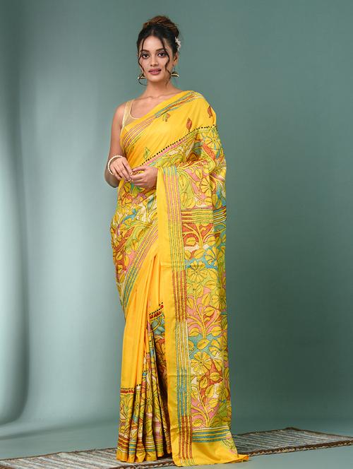 women handloom kantha stitch saree with blouse - 22140331 - Very Small Image - 1