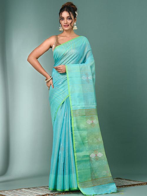 women self design handloom saree with blouse - 22140395 - Very Small Image - 1