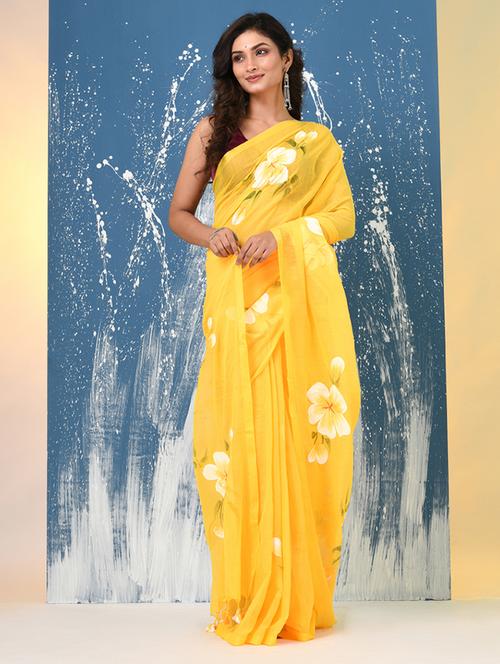 Women Floral Printed Handloom Saree - 22140427 - Very Small Image - 1