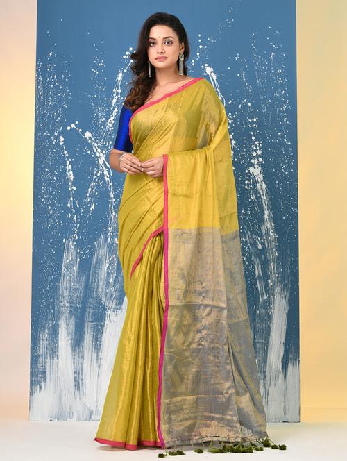 women solid handloom saree with blouse - 22140468 - Very Small Image - 1