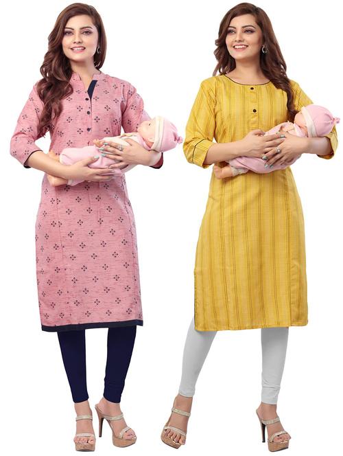 women pack of 2 three quarter sleeve maternity wear kurta - 22140641 - Very Small Image - 1