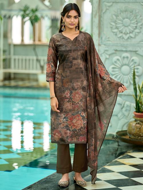 women printed three quarter sleeve kurta pant with dupatta set - 22140792 - Very Small Image - 1