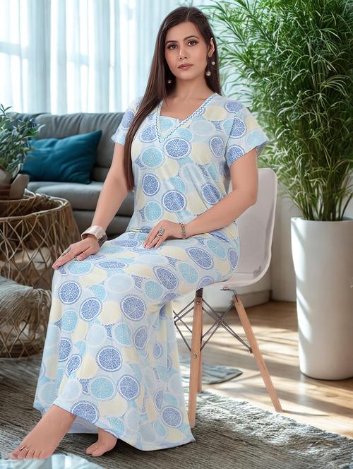 women printed short sleeve nighty - 22140925 - Very Small Image - 1
