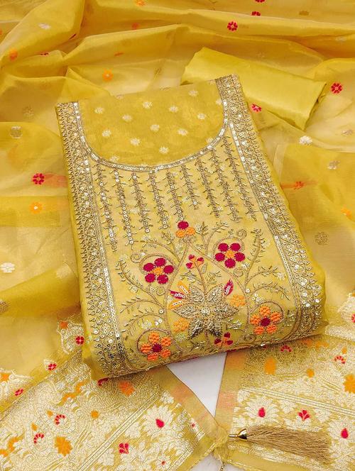 women self design embroidered unstitched suit set - 22141174 - Very Small Image - 1