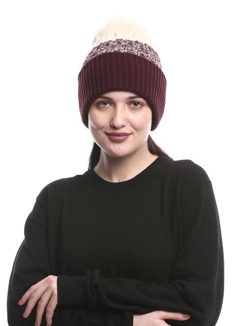 women self design winter cap - 22141255 - Very Small Image - 1