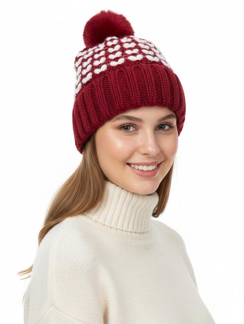 women self design winter cap - 22141259 - Very Small Image - 1
