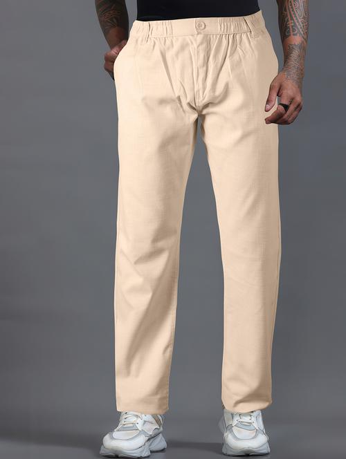 men solid mid rise flat front casual trouser - 22141590 - Very Small Image - 1