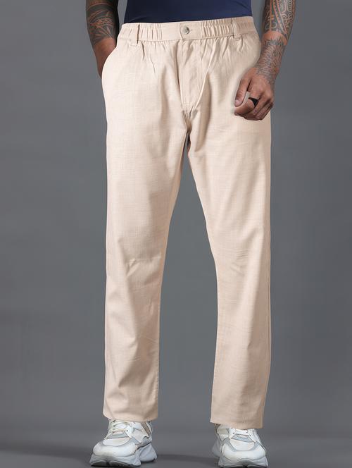 men solid mid rise flat front casual trouser - 22141593 - Very Small Image - 1