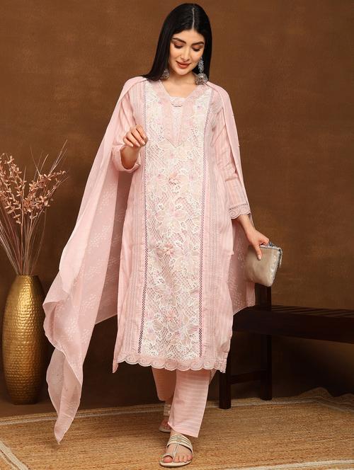 women embroidered three quarter sleeve kurta pant with dupatta set - 22141676 - Very Small Image - 1