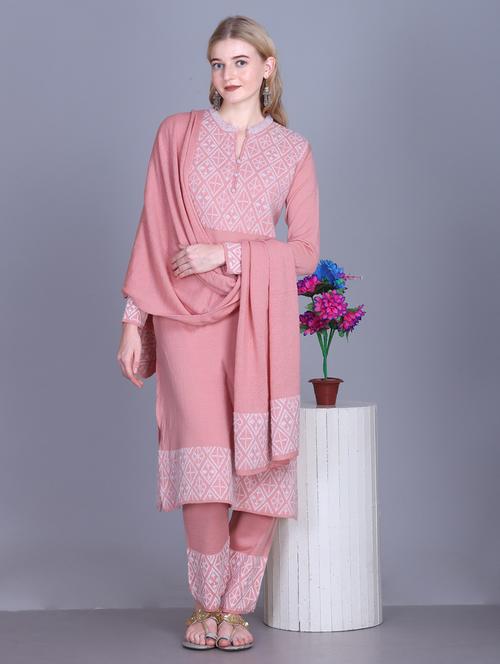 women self design long sleeve kurta pant with dupatta set - 22142411 - Very Small Image - 1