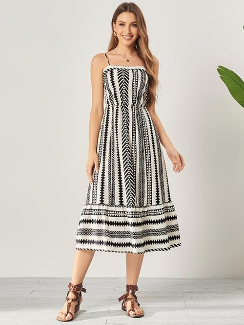 women printed shoulder strap tiered dress - 22142583 - Very Small Image - 1