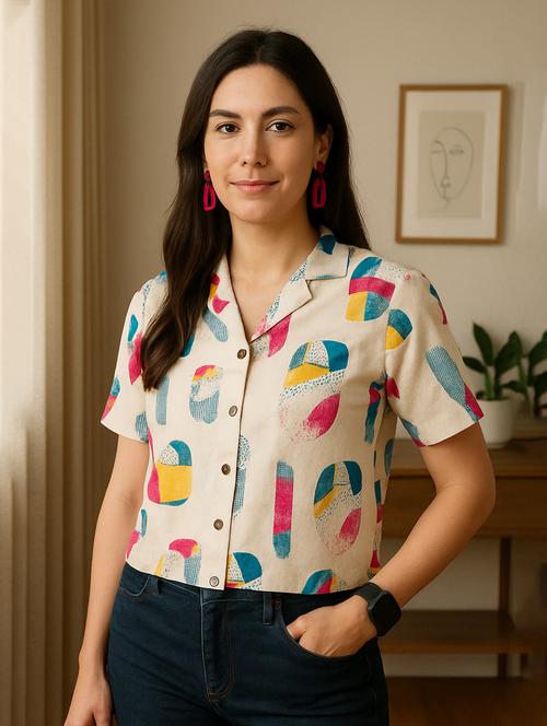 women printed collared short sleeve regular fit shirt - 22142591 - Very Small Image - 1