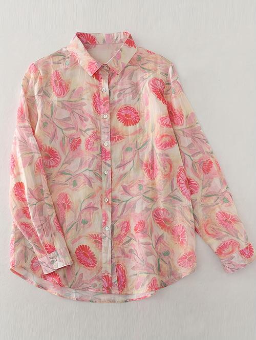 women printed collared long sleeve regular fit shirt - 22142593 - Very Small Image - 1