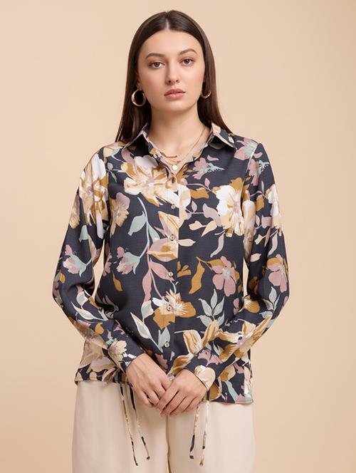 women printed collared long sleeve regular fit shirt - 22142594 - Very Small Image - 1