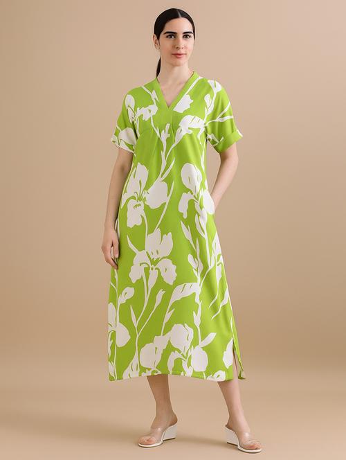 women printed short sleeve a-line dress - 22142617 - Very Small Image - 1