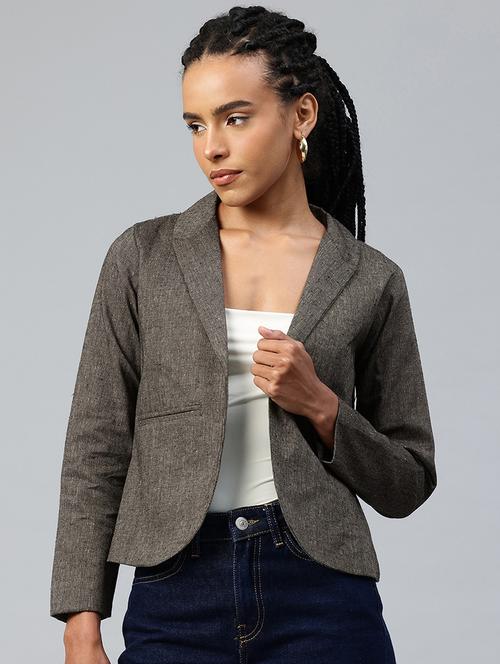 Women Solid Long Sleeve Single Breasted Blazer - 22142690 - Very Small Image - 1