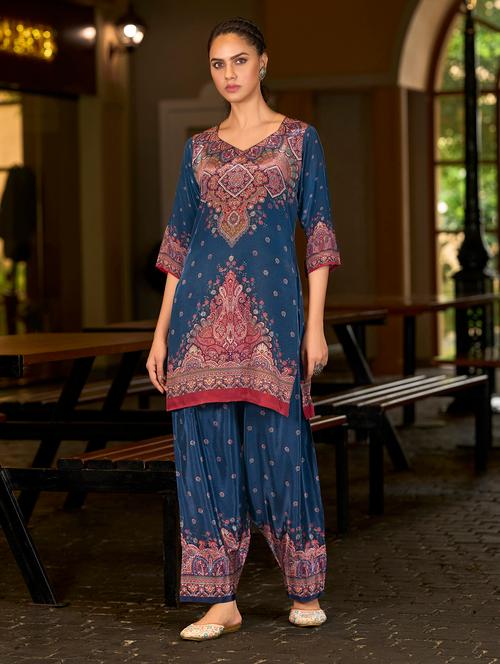 women printed three quarter sleeve co-ord set - 22142876 - Very Small Image - 1