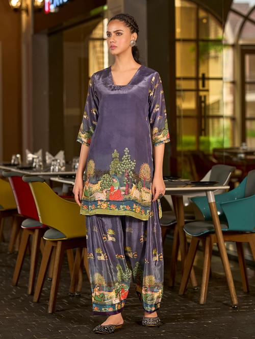 women printed three quarter sleeve co-ord set - 22142881 - Very Small Image - 1