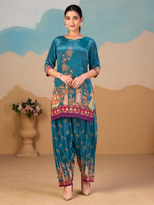 women printed three quarter sleeve co-ord set - 22142895 - Very Small Image - 1