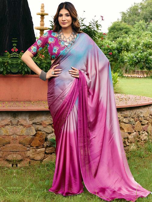 women ombre printed saree with blouse - 22143656 - Very Small Image - 1