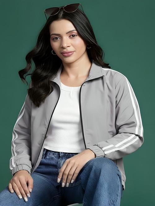 women solid long sleeve windcheater jacket - 22143707 - Very Small Image - 1