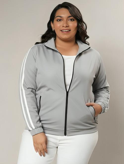 women solid stand collar long sleeve jacket - 22143722 - Very Small Image - 1