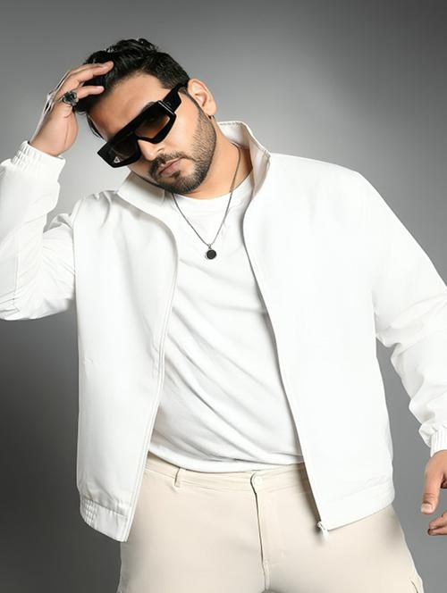 men solid long sleeve lightweight bomber jacket - 22143741 - Very Small Image - 1