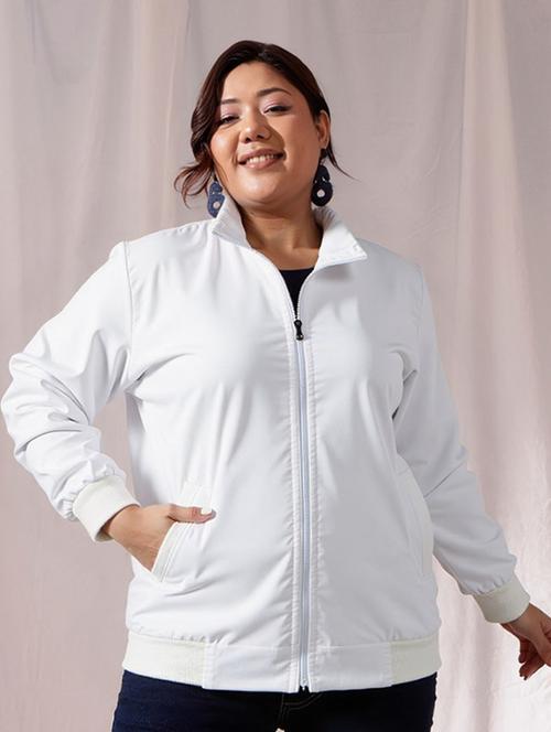 women solid stand collar long sleeve jacket - 22143744 - Very Small Image - 1