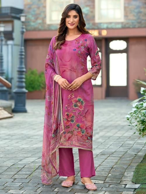 women floral printed three quarter sleeve kurta pant with dupatta set - 22143788 - Very Small Image - 1